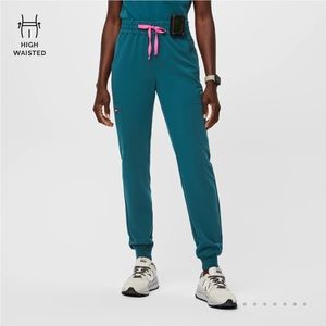 Figs Caribbean Blue High Waisted Uman Relaxed Jogger Scrub Pants